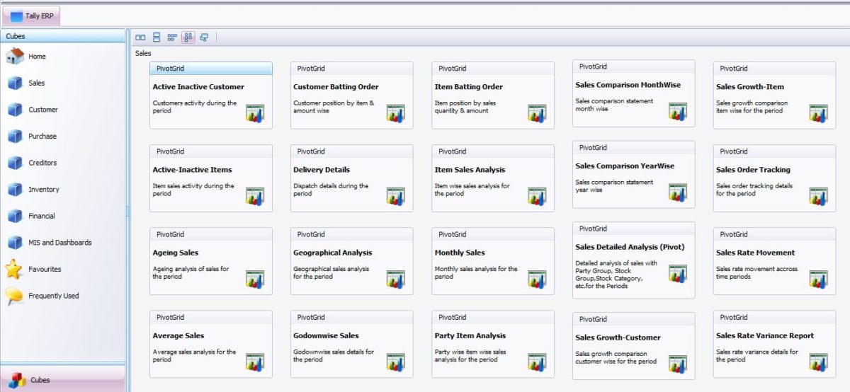 Tally ERP9 Sales reporting dashboard in EasyReports