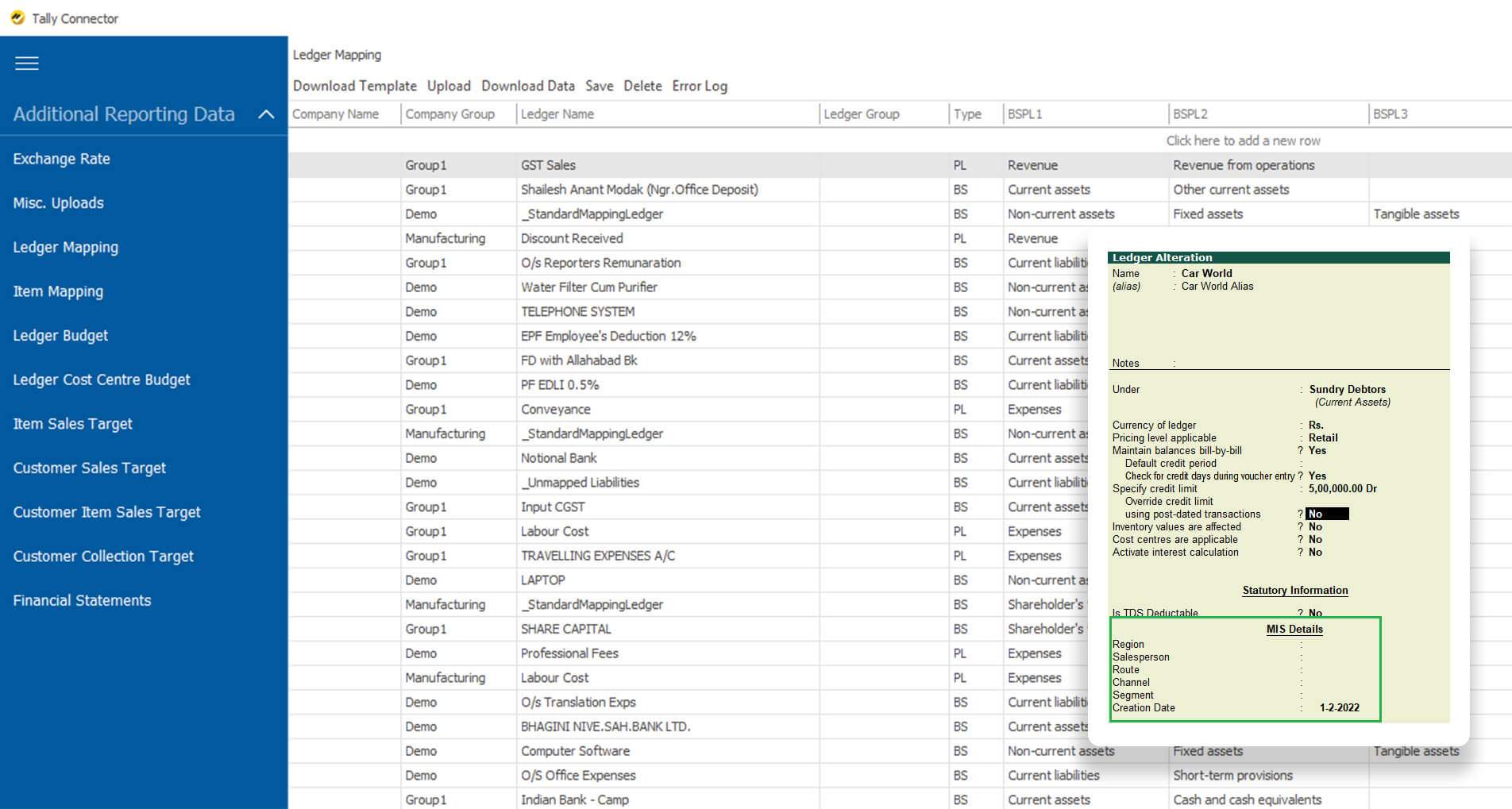 Tally Integration Mapping