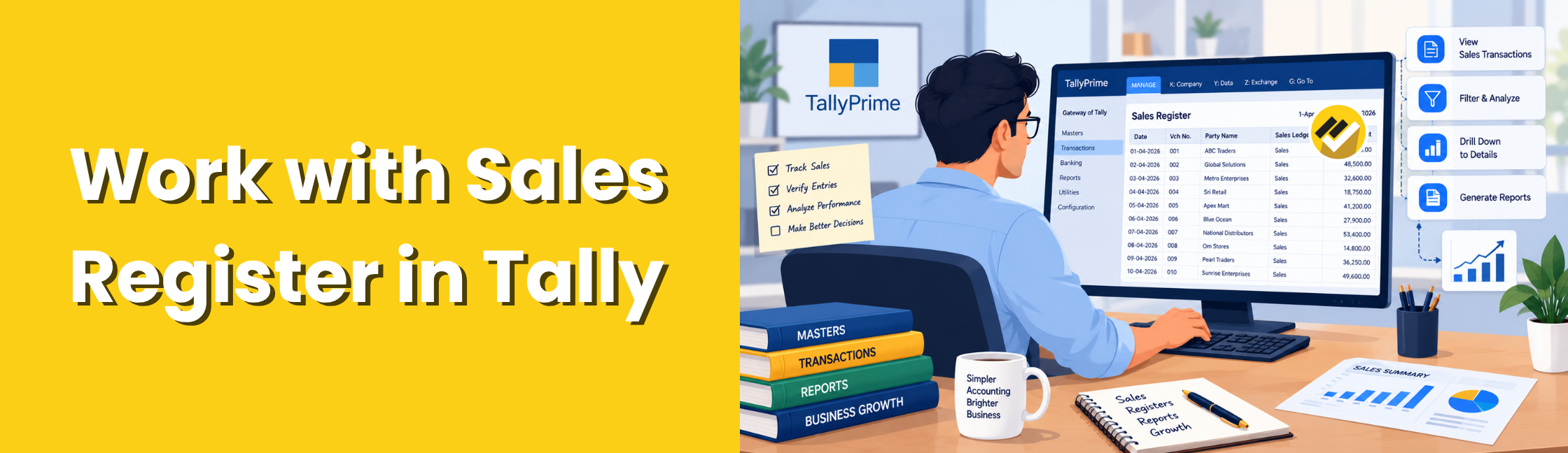 How to Work with the Sales Register in TallyPrime