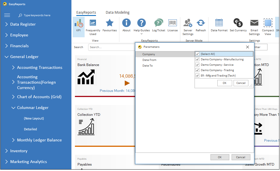 How to consolidate Tally data from multiple companies - Multi Company Selection on EasyReports
