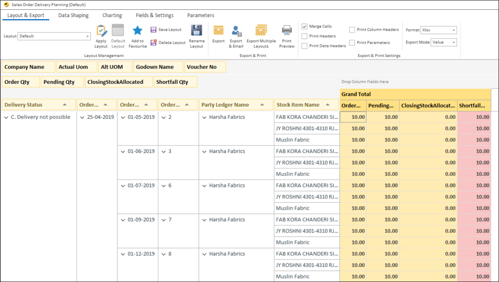 Reporting Tool for Sales Order Delivery and Outstanding Tracking - Sales Order Delivery Planning