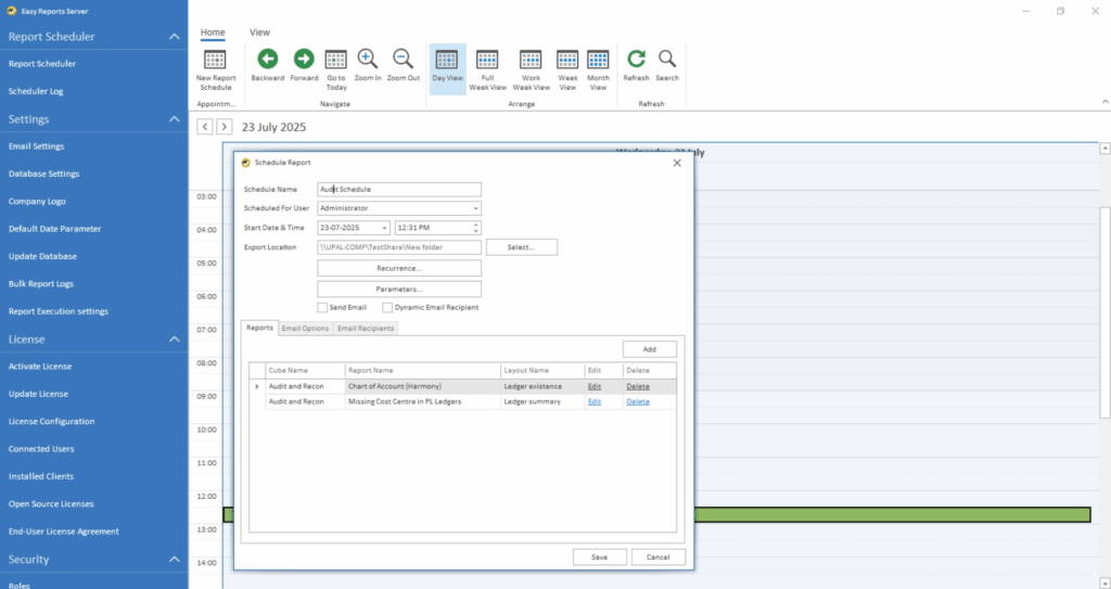 EasyReports Report Scheduler Configuration