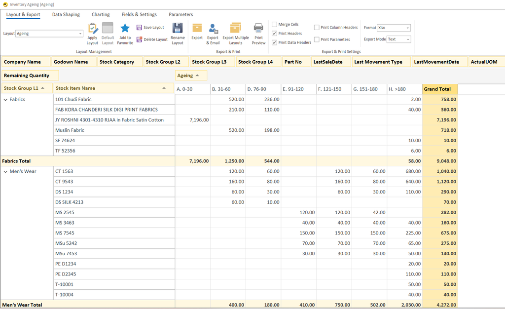Inventory Ageing Report in EasyReports